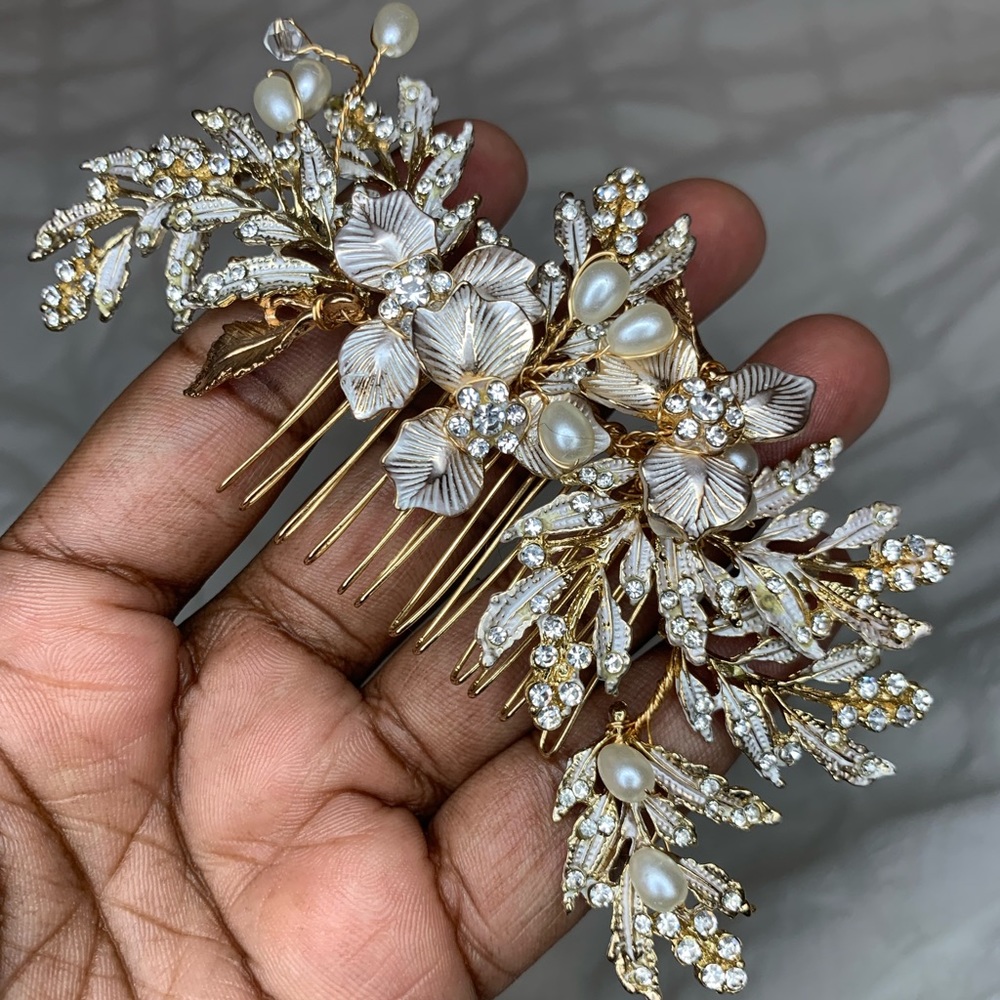Pearl Gold Plated Hair Brooch | Hair Decor